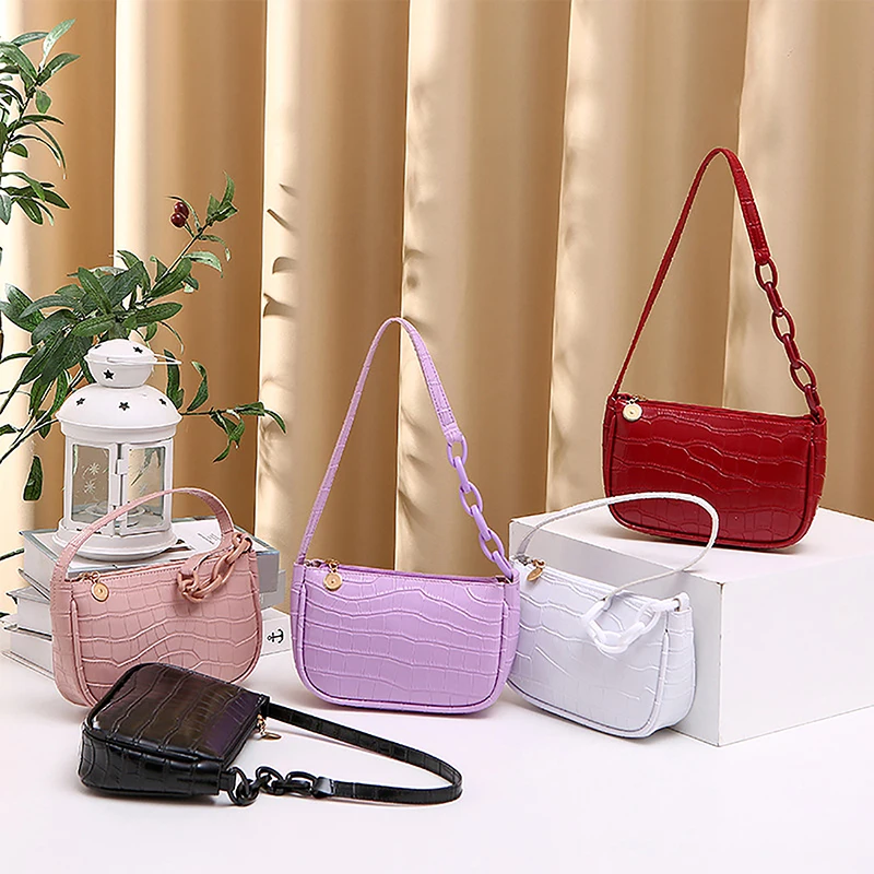 

2023 Fashion Women Handbags PU Leather Underarm Bag Casual Women Shoulder Bags Vintage Solid Color Zipper Female Handbag Clutch