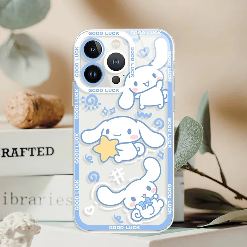 Силиконовый ударопрочный чехол Sanrio Kuromi Cinnamoroll для iPhone 16 14 11 Pro Max 13 12 Mini XR XS X 8 7 6 6S Plus