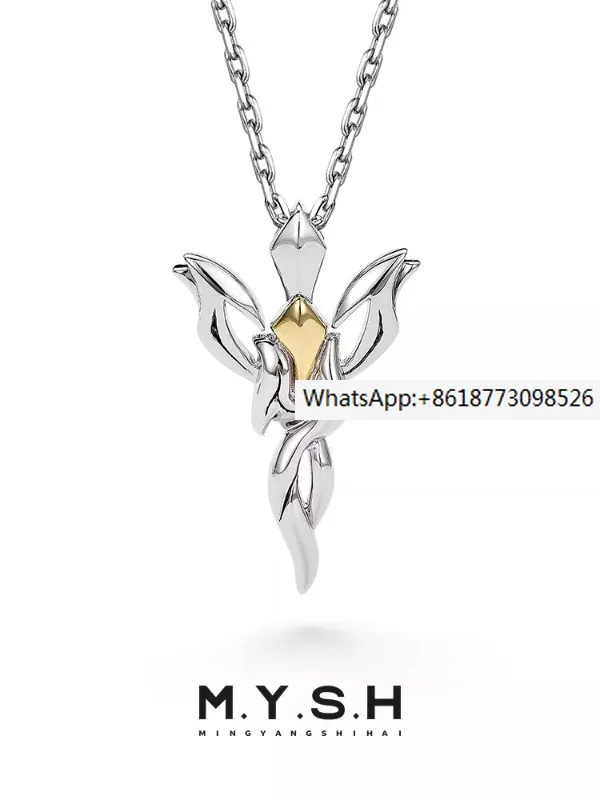 

Мужская цепочка из серебра 925 пробы с кулоном в виде белого и желтого Креста