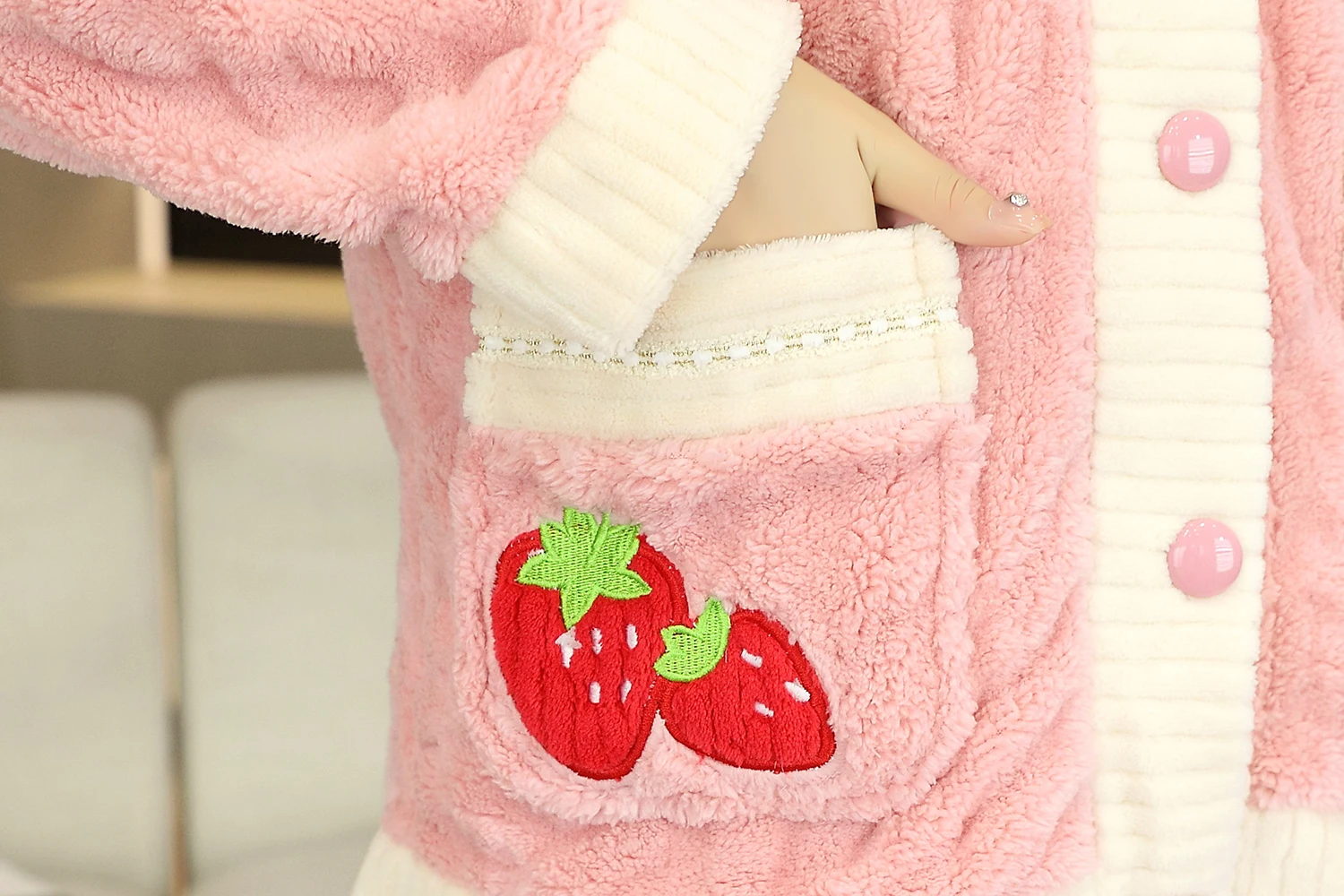 Winter New Soft Homewear Warm Nightwear Cute Long Coral Fleece Women Casual Sleepwear Two Pieces Shirt&Pants Flannel Pajamas Set