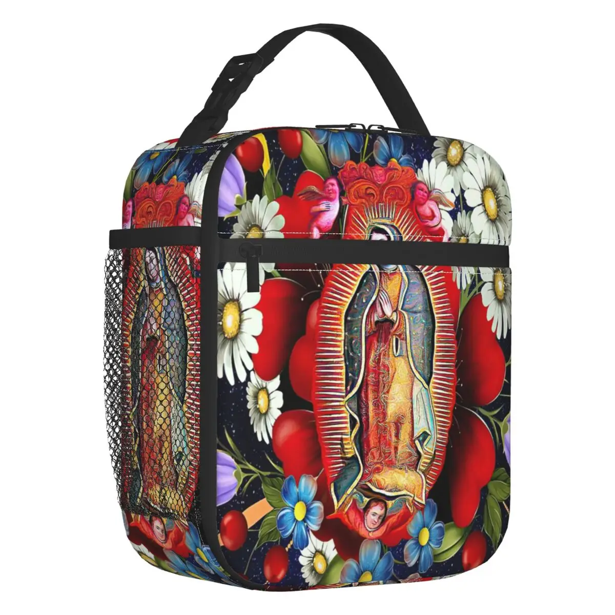 

Наша леди гуадалупе, многоразовый ланч-бокс, мексиканская дева мария, мексиканские цветы, Tilma, термоохладитель, пищевая изолированная сумка ...