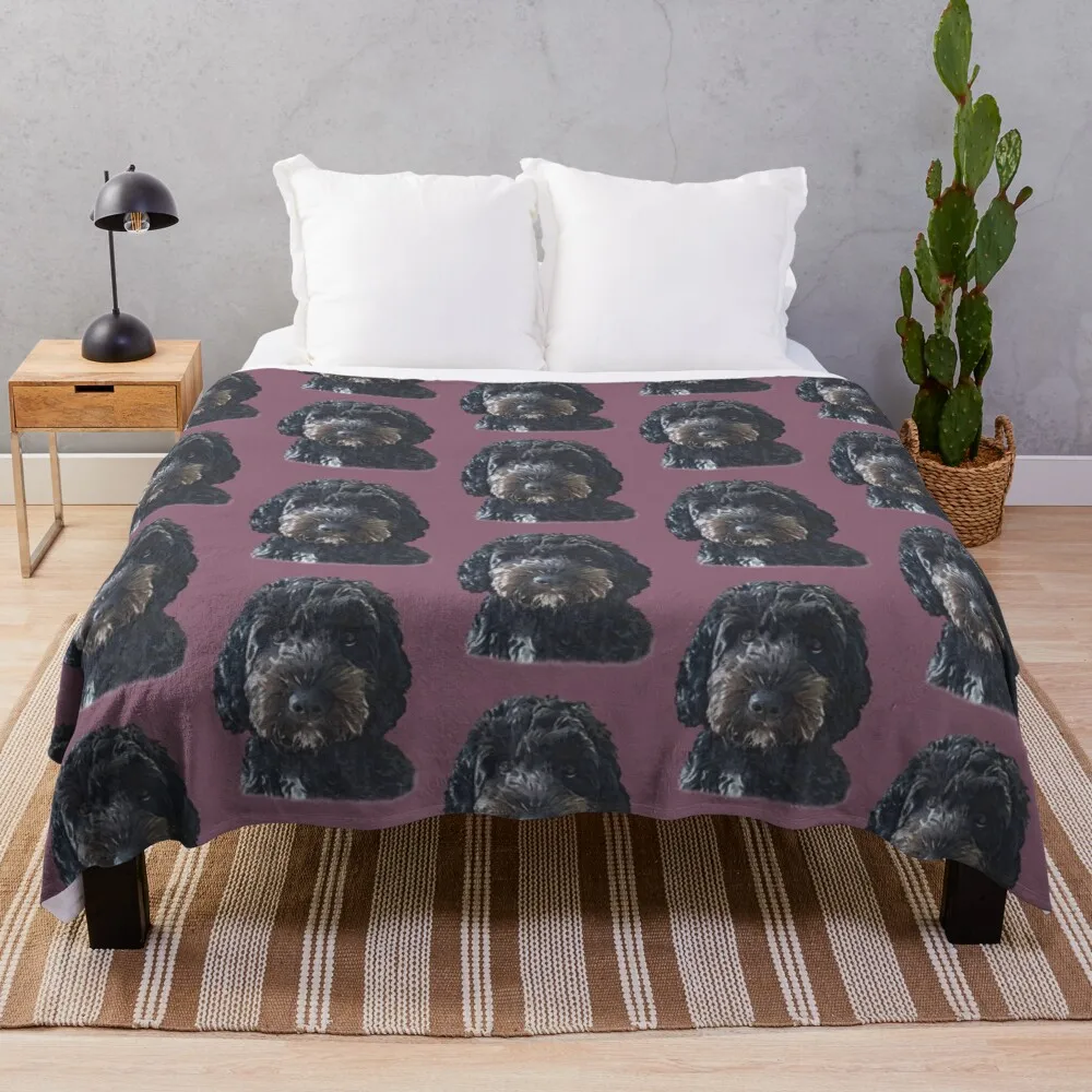 

Black Cockapoo / Doodle Dog Throw Blanket Flannel Blanket