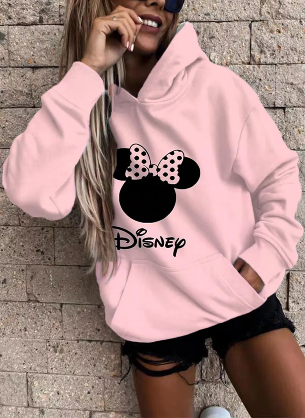 

Disney Mickey cartoon print new hooded sweater women's spring and autumn long-sleeved lazy style loose hooded top