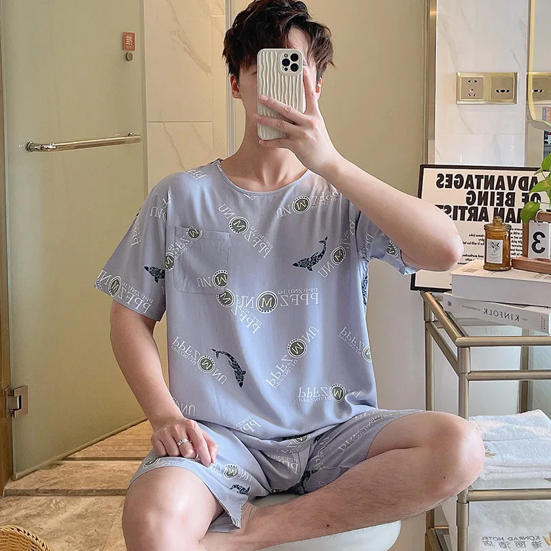 Big Size Pajamas Various Styles Loungewear Summer Pajamas Sets Sleepwear Short Sleeve Pants Printing Design Pajamas For Men