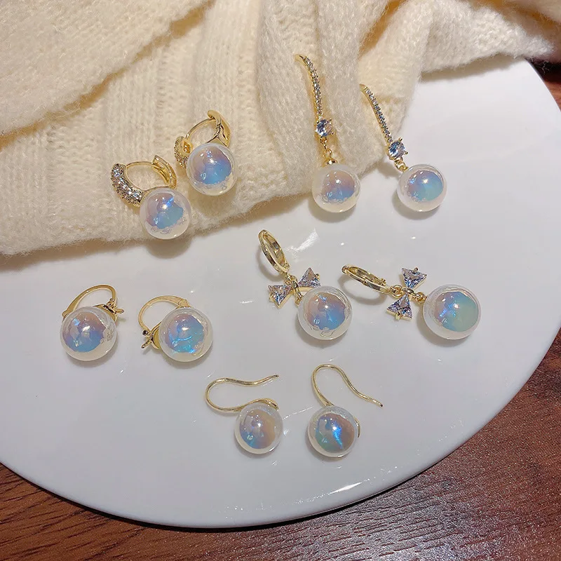 

2022 New Luxurious Gold Plated Mermaid Zircon Pearl Earrings for Women 2022 High End Elegant Earrings Exquisite Korean Jewelry