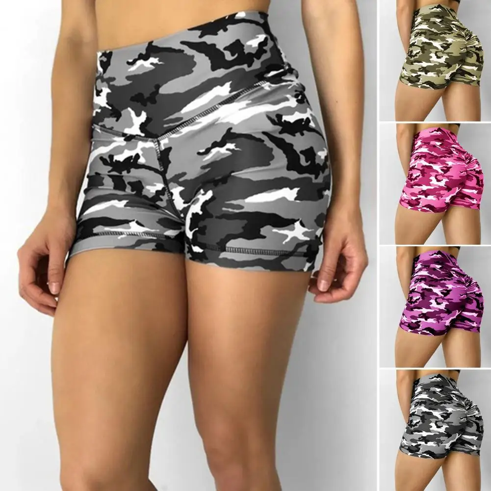 

Women Yoga Shorts Fitness Skinny Slim Fit Wide Band Contrast Color High Waist Quick Dry High Elasticity Butt-lifted Summer Sport