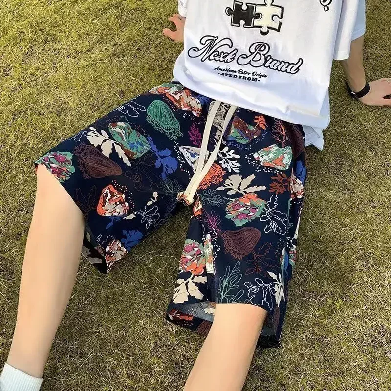 Men's Shorts Board Quick Dry Baggy Drawstring Male Short Pants Printed Floral Beach with Pockets Wide Loose Clothing Streetwear (art.: 3920cf171d2f3) - 3920cf171d2f3