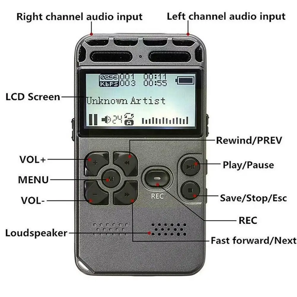 

Portable Digital Audio Sound Voice Recorder Dictaphone Recorder Recording Reduction Audio Player Noise Wav Pen 64gb 50m L2m5