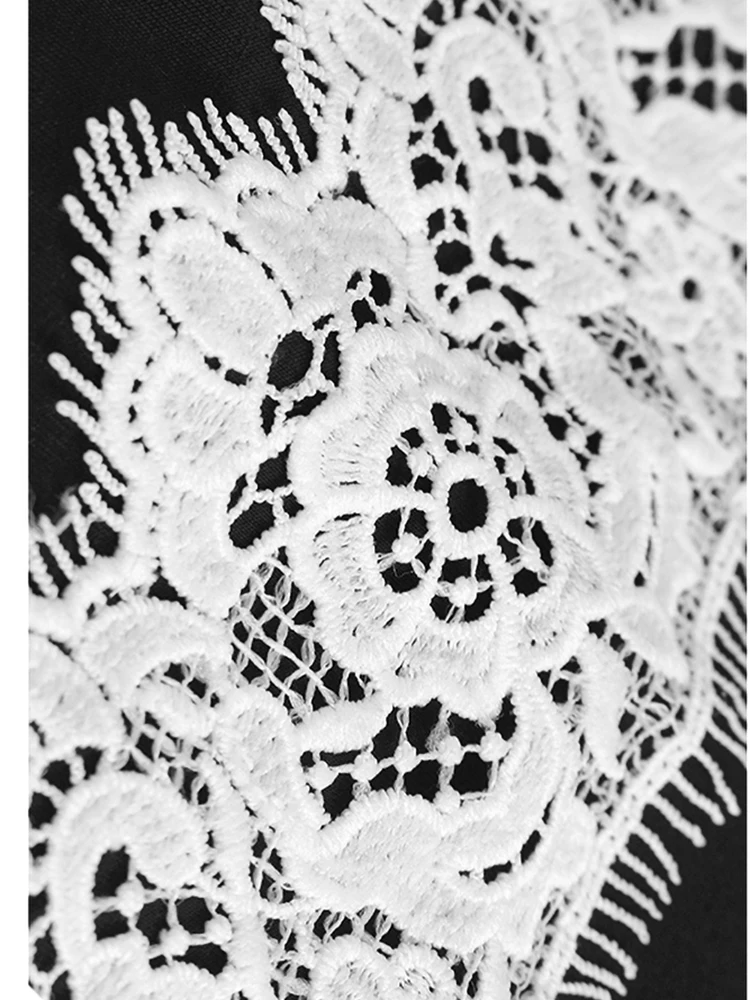 Женская Асимметричная Кружевная футболка с круглым вырезом и коротким рукавом