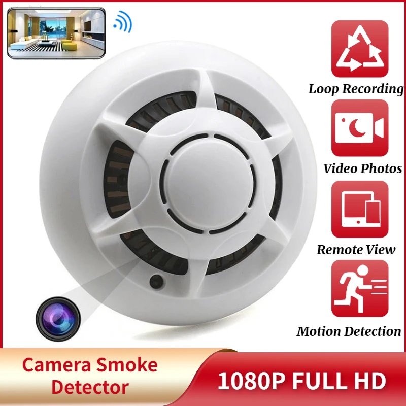 

Invisible Cam 1080P HD Smoke Alarm Small Surveillance Camera Wifi Smart Home CCTV Security P2P IP Camcorders Remote Baby Monitor