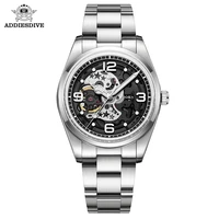 addiesdive 38mm mens watch nh38a bubble mirror pot cover glass bgw9 super luminous 100m automatic mechanical skeleton watches