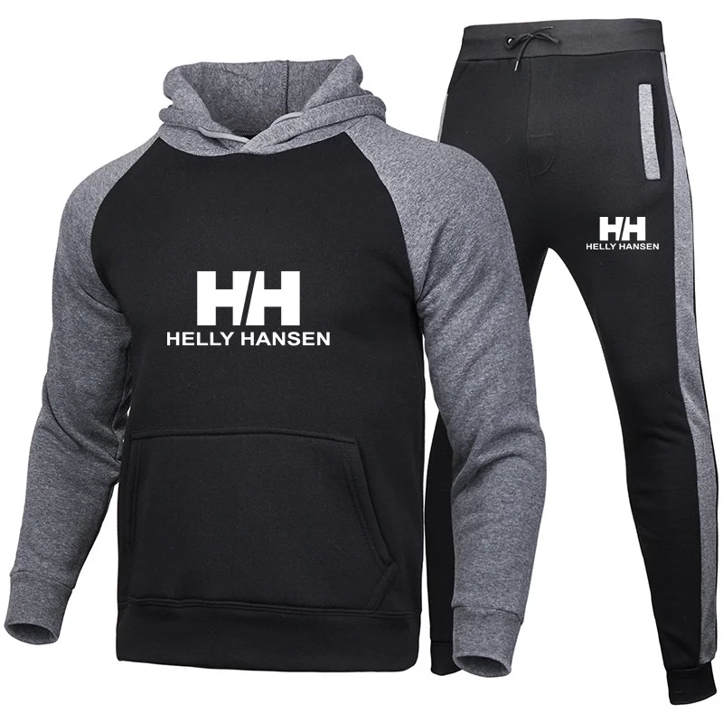 

2023 autumn and winter new men's hooded suit casual splicing thick men's and women's sports hoodie fashion sportswear