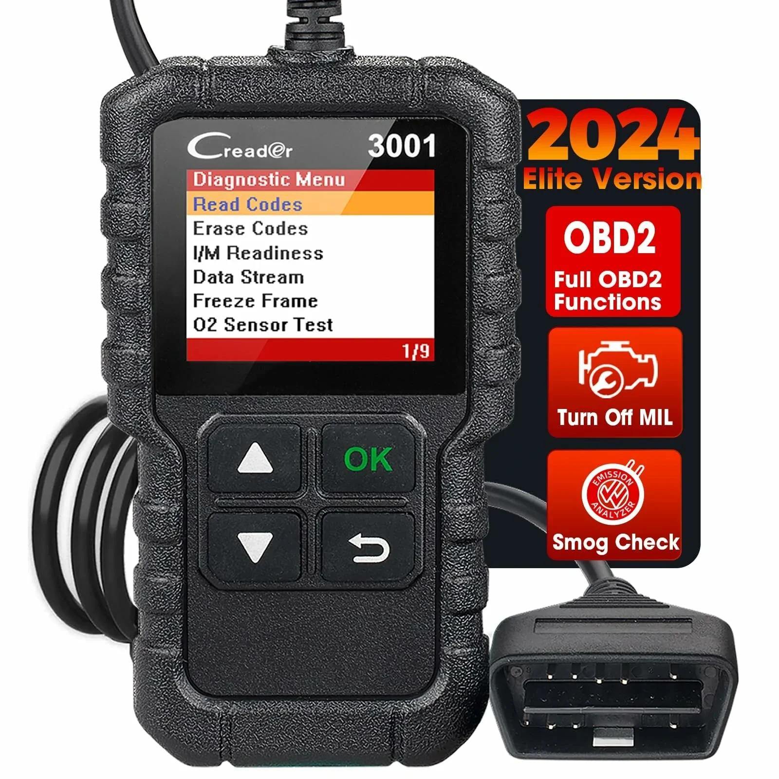 Фото Автосканер LAUNCH CR3001 OBD2, полный диагностический сканер для автомобилей, многоязычный, бесплатное обновление 2024 года. №1