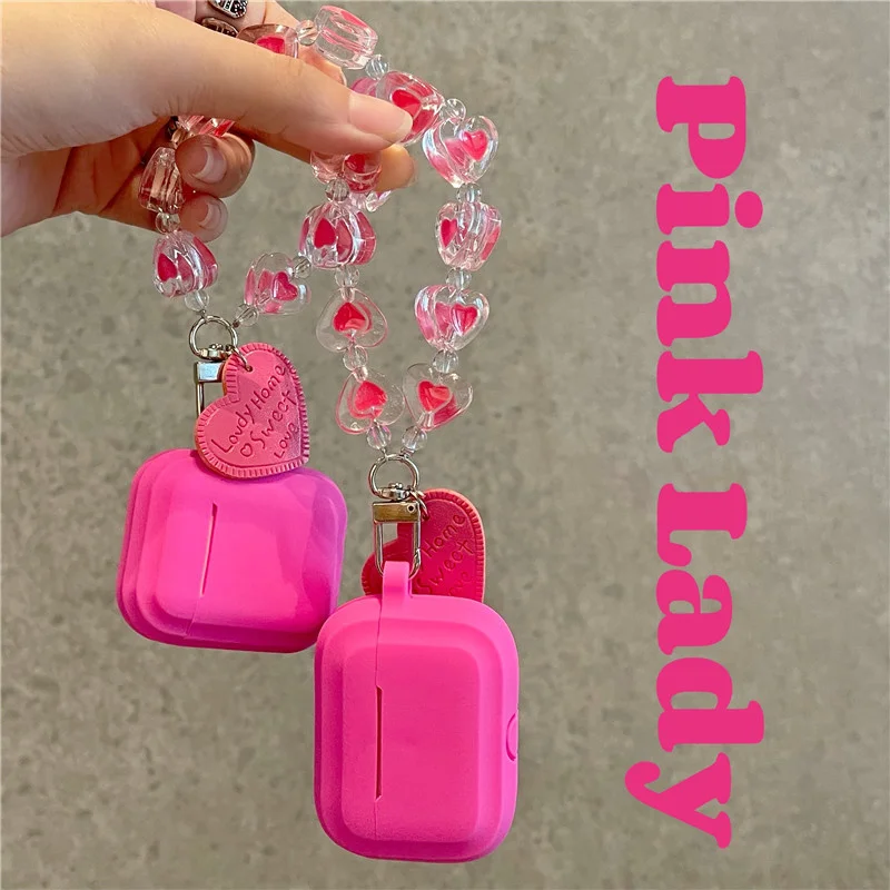 

shell, airpods pro with chain, beautiful pink shell, with love, airpods headset shell 2 1, pink, red, soft, caramel,