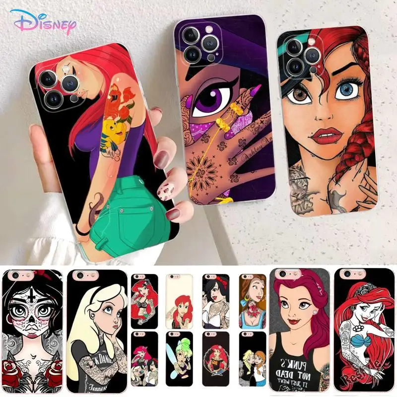 

Tattoo Disney Princess Phone Case for iPhone 11 12 13 mini pro XS MAX 8 7 6 6S Plus X 5S SE 2020 XR case