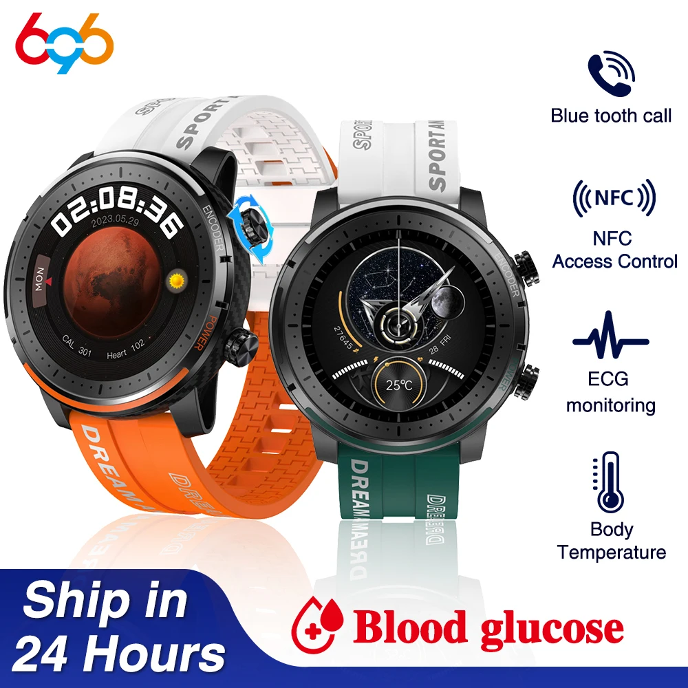 

Smart Watch Sports Blue Tooth Call Heart Rate Blood Sugar Body Temperature Music Play Watches NFC Weather Waterproof Smartwatch