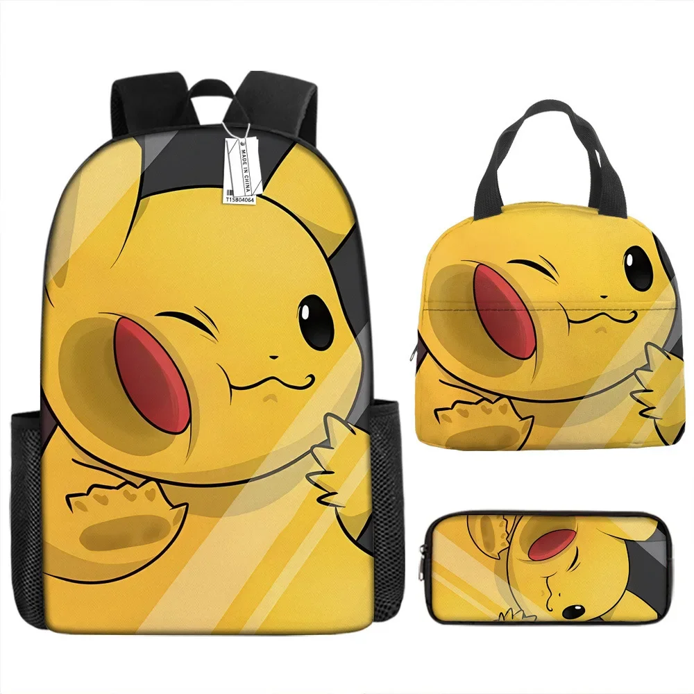 

Pokémon Pikachu Cartoon Fashion Casual Children's Backpack Student School Bag Pokémon Lunch Bag Pokemon Pencil Case