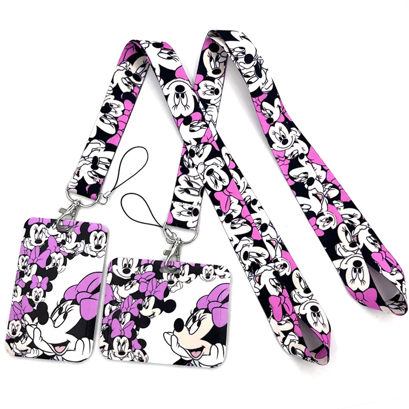 

Disney Minnie Mouse Art Cartoon Anime Fashion Lanyards Bus ID Name Work Card Holder Accessories Decorations Kids Badge Reel