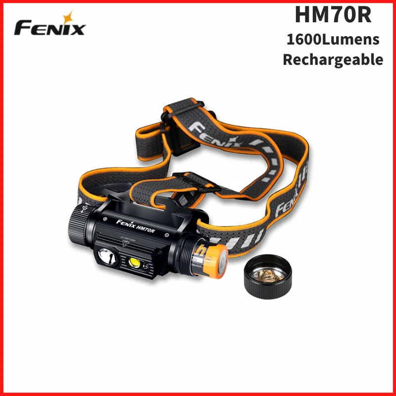 Fenix HM70R Type-C Rechargeable HeadLight 1600Lumens Triple Light Source Wide-range lighting With 18650 Battery LED Headlamp