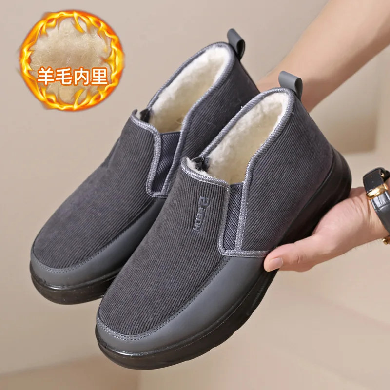 Мужские зимние ботильоны ботинки на подкладке из искусственного меха удобные