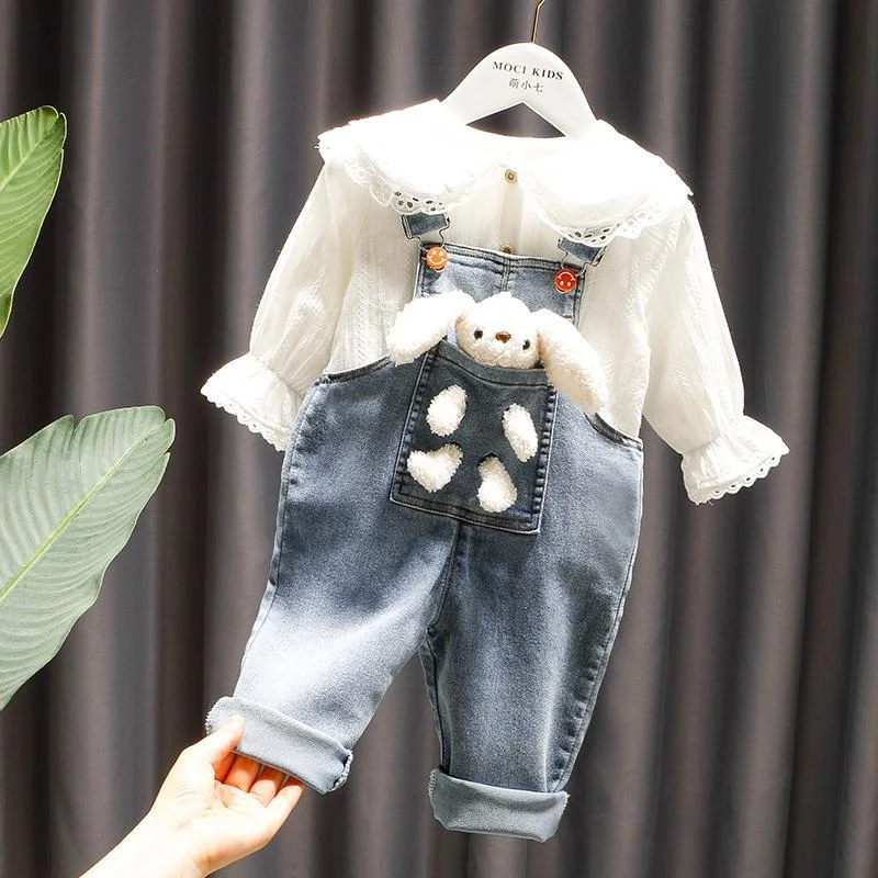 

Toddler Children's Sets Girl Clothes Girls Suit Jeans Shirt 2-piece Suit Girl Baby Trousers Cute Girl Shirt Spring and Autumn