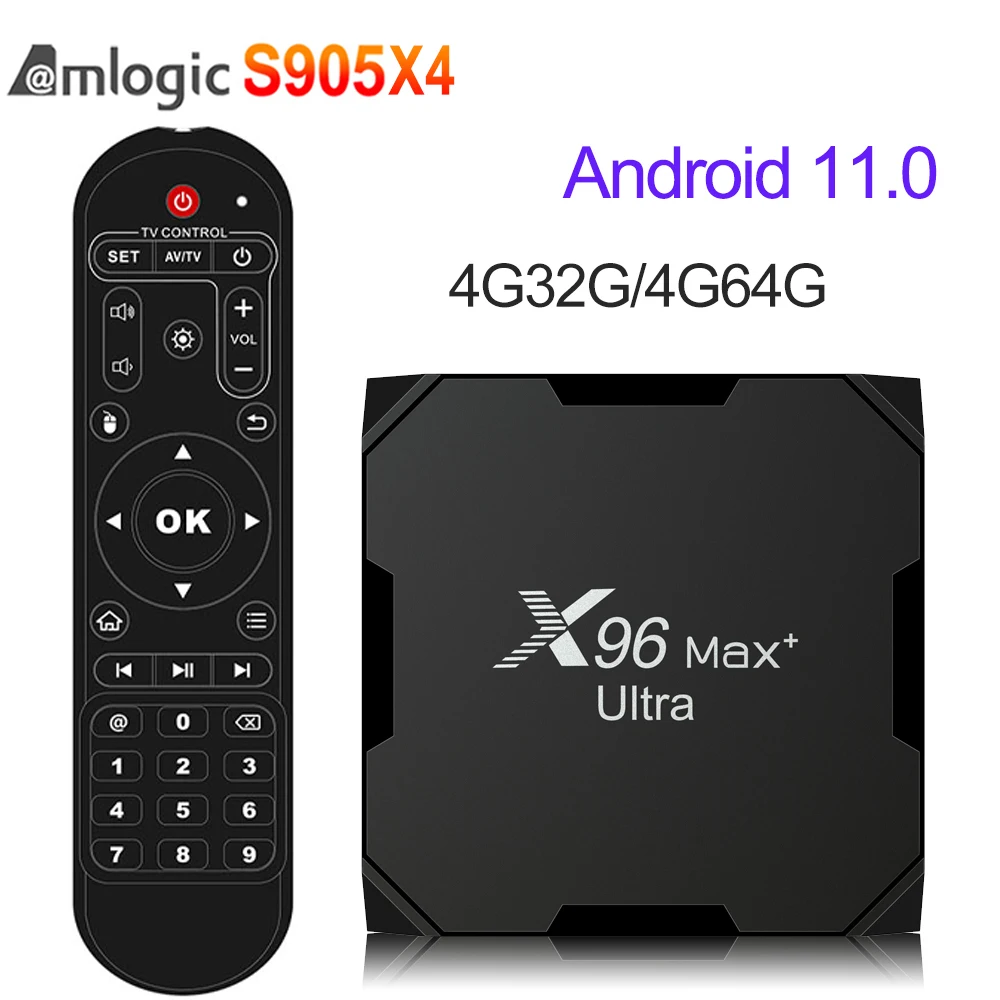 ТВ-приставка X96 Max Plus Ultra Amlogic S905X4 Android 11 4 + 32/64 ГБ 2 Wi-Fi USB3.0 8K HD 4/5 0 ГГц