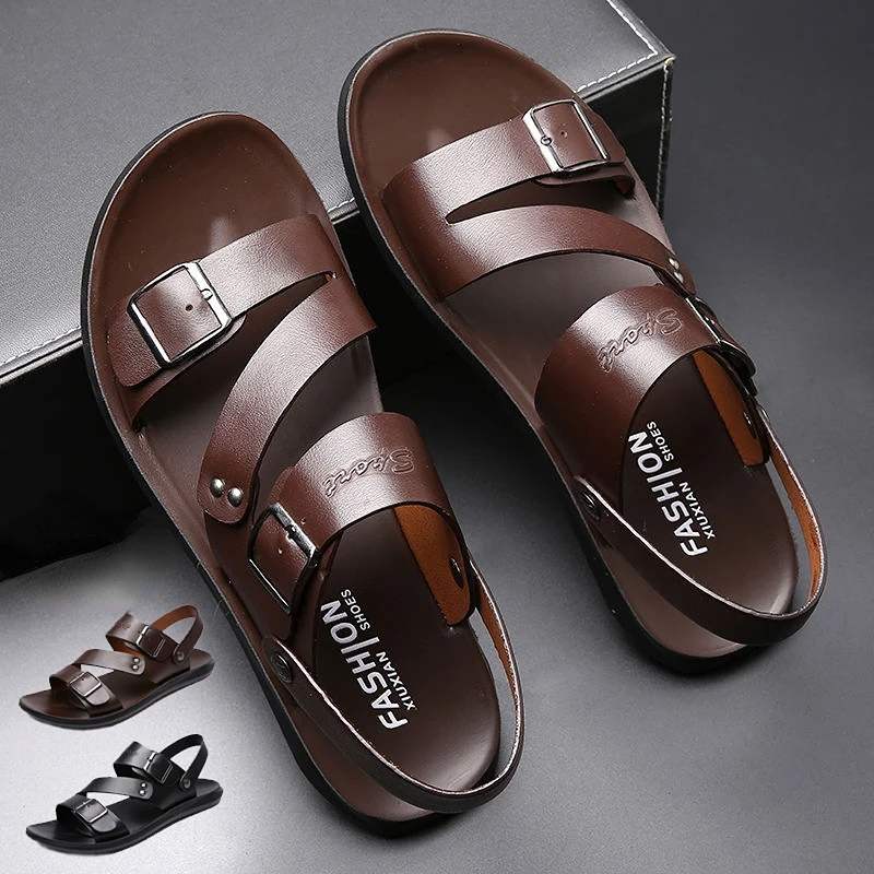 

2022 Summer Men's Sandals Double Buckle Summer Beach Shoes Fashion Casual Sandals 48