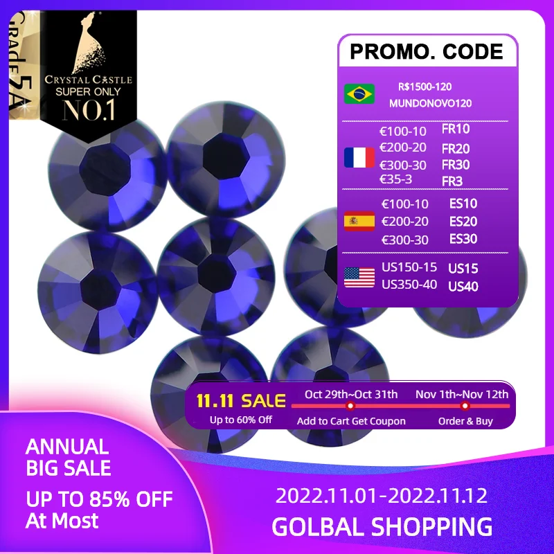 

Crystal Castle 5A 2038 Top Hot Fix Strass Cobalt Stone Crafts Shoes Bling Diy Glass Hotfix Rhinestones For Clothing 5AHFCB