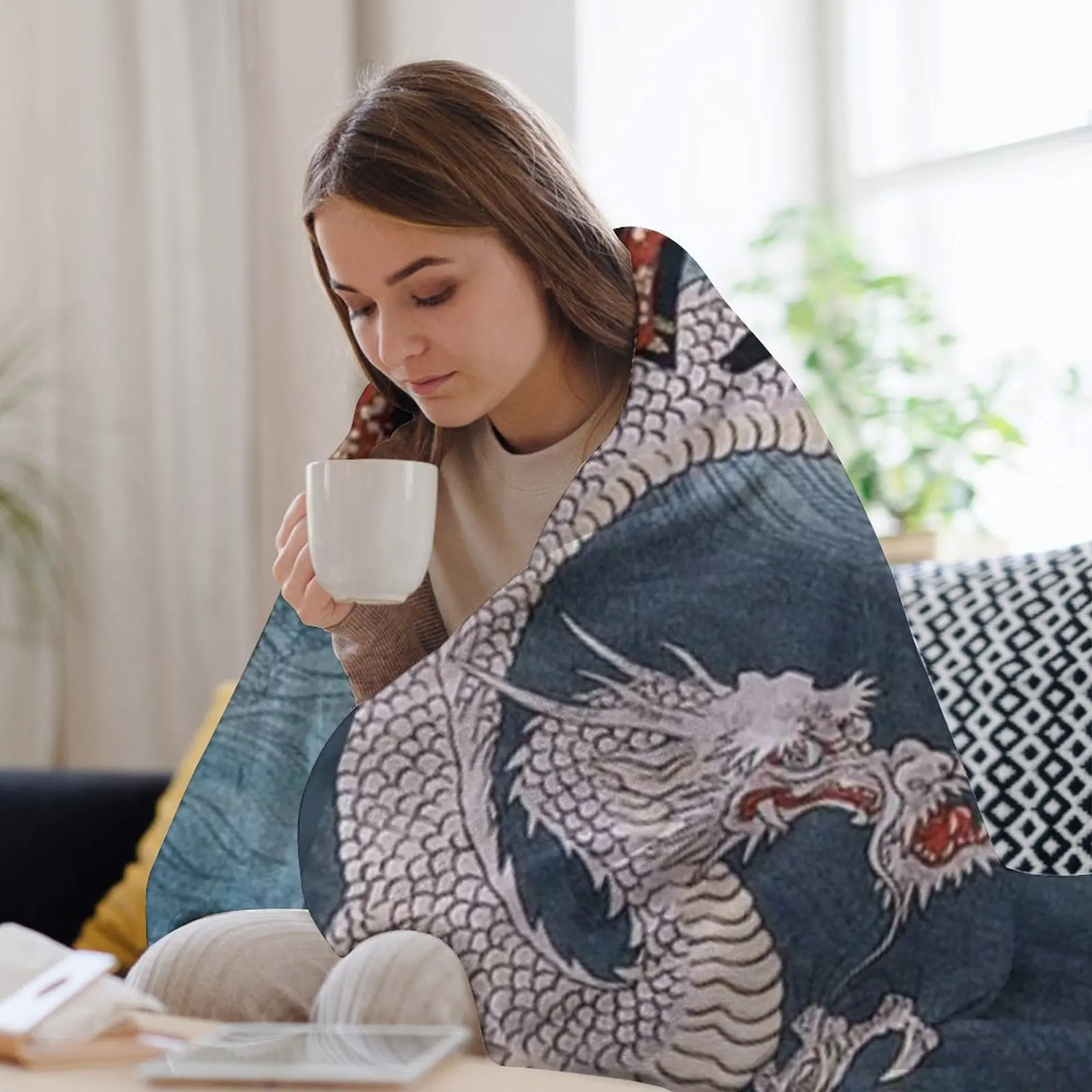 Японский принт Эдо укиё-э с деревянными блоками: Морской дракон от Утавы