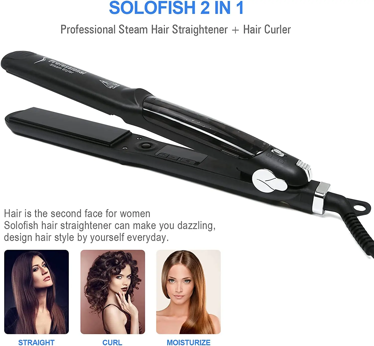 Ceramic hair straighteners with steam фото 13