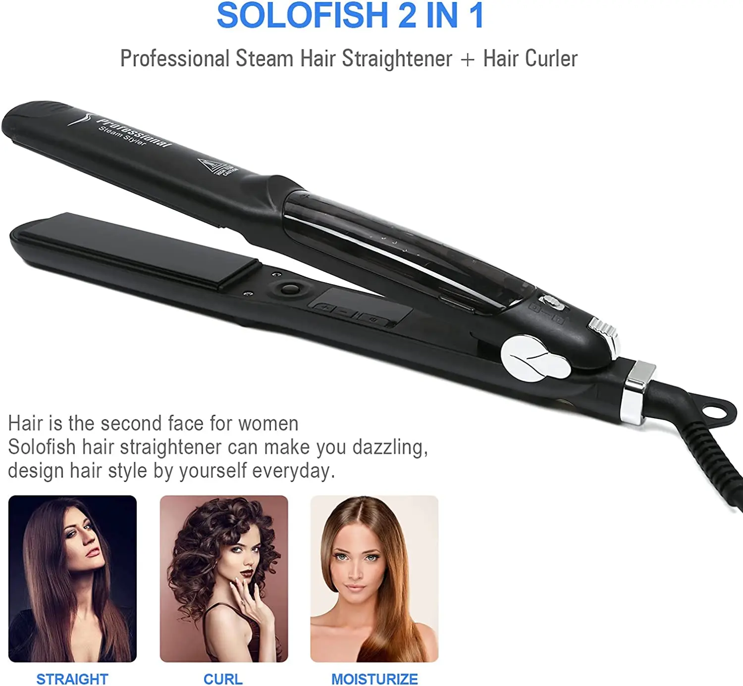 Steam hair straightener