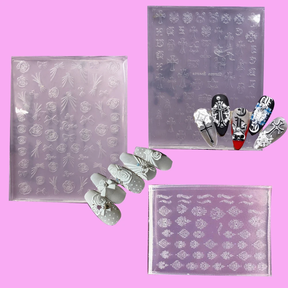 3D Nail Art Design Silicone Nail Stamper Retro Frame/ Angel Wings/ Scepter/ Six-Pointed Star/ Butterfly Wing Fingertip Art