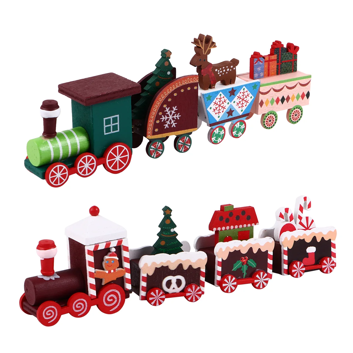 

2Pcs Train Figurine Christmas Tree Desktop Adornments Christmas Supplies Christmas Ornaments