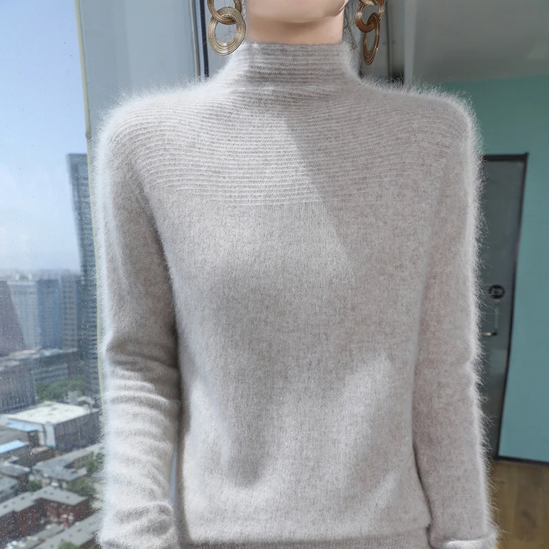 Осень-зима 2023 новое платье из норковой шерсти женский пуловер с полуводолазкой