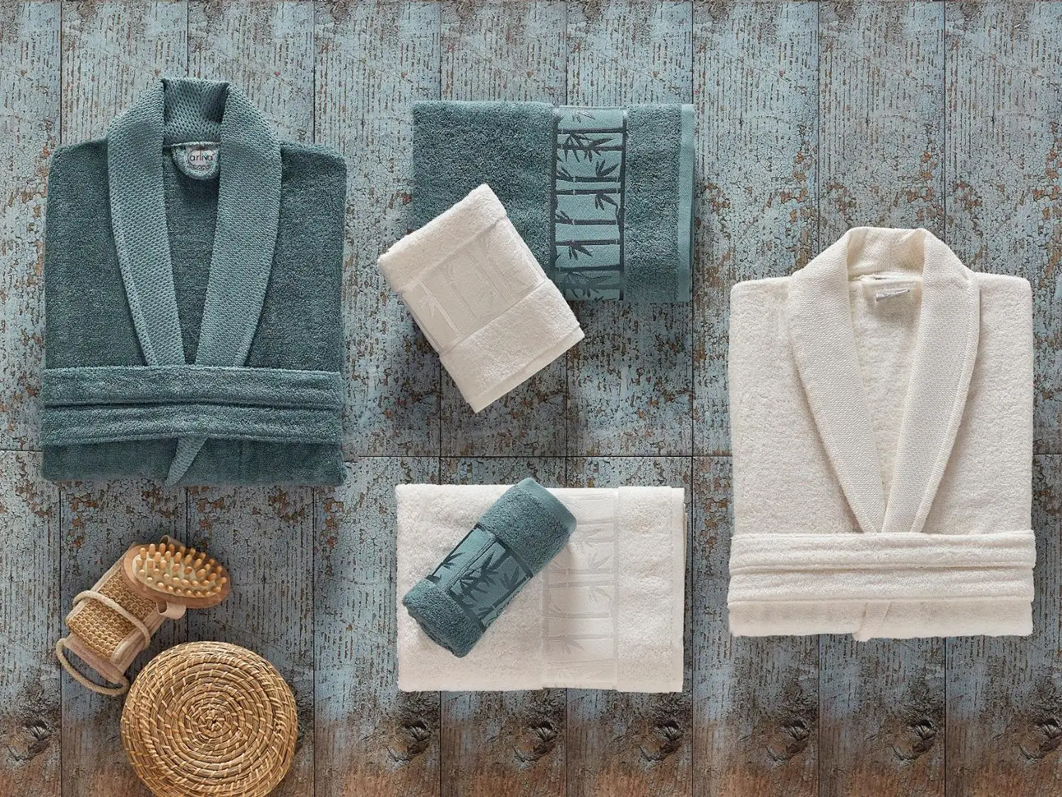 

Arliva Bamboo Family Bathrobe Set Cream Oil