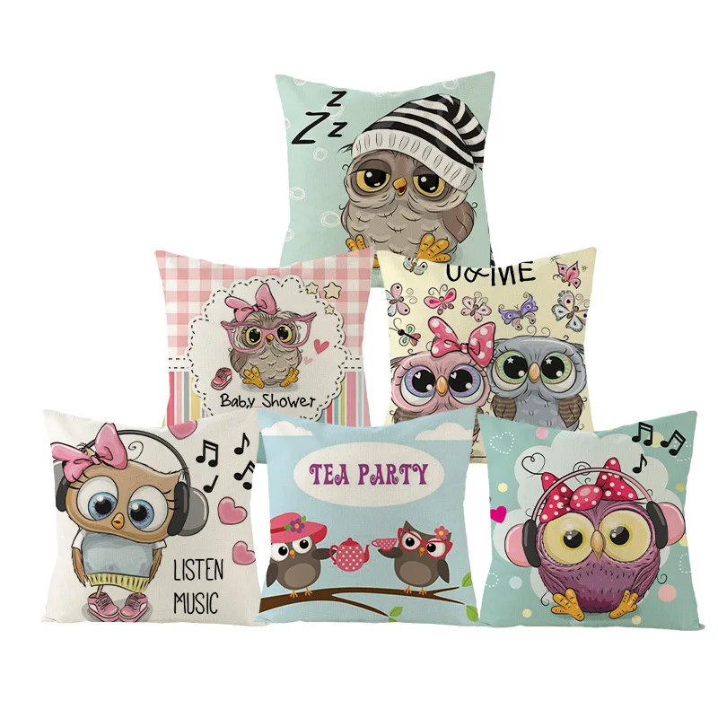 

Cute Owl Pillow Cover Autumn Pillow Case Home Decoration Modern Throw Pillows Garden Chair Pillowcase Fall Decor Wholesale