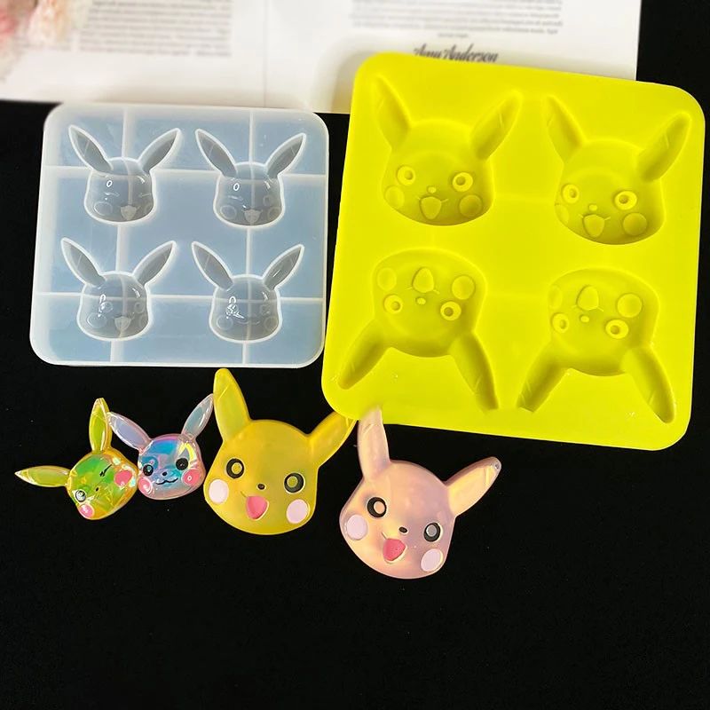 

Diy мультфильм покромон Пикачу мультфильм 4 решетка искусственная кожа с кристаллами капли аниме форма игрушки