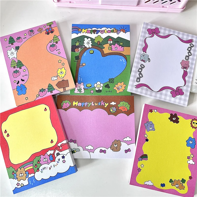 

50 Sheets Cute Bear Memo Pad Material Paper DIY Journal Scrapbooking Decorative Message Notes Paper Notepad School Stationery