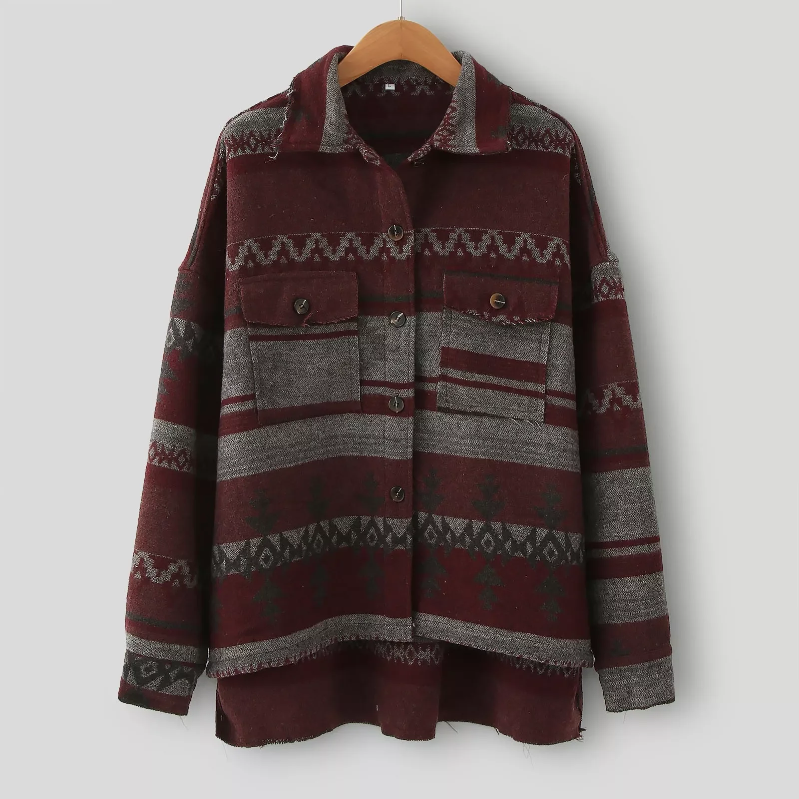 

Rain Jacket Women Women Aztec Shacket Long Sleeve Button Down Collared Shirt Jacket Tops With Pockets Quilted Jacket