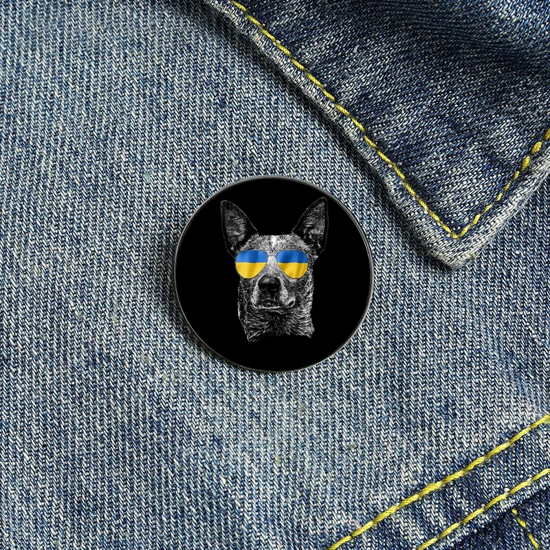 

Dog Lover Ukrainian Flag Sunglasses Country Pin Custom Funny Brooches Shirt Lapel Bag Cute Badge Gift for Lover Girl Friends