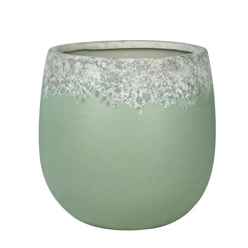 

Gardens 12" x 12" x 10" Barbarry Green Ceramic Reactive Planter by Dave & Jenny Marrs