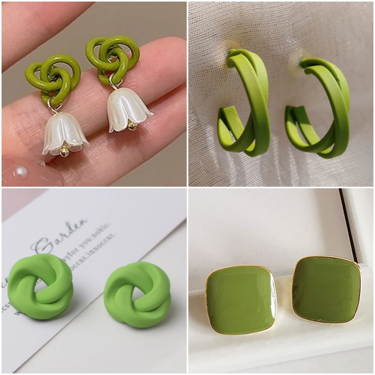 Серьги-капли зеленые металлические guangtuo