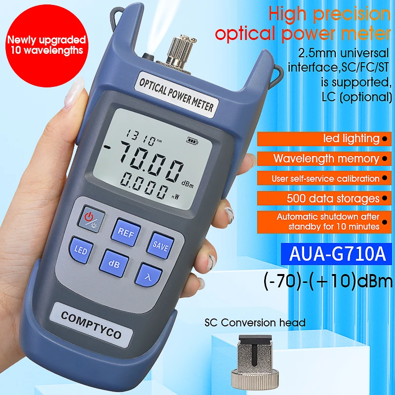AUA-G710A/G510A  Optical Power Meter Fiber Optical Cable Tester -70dBm~+10dBm/ -50dBm~+26dBm SC/FC Connector  AUA-G710A/G510A