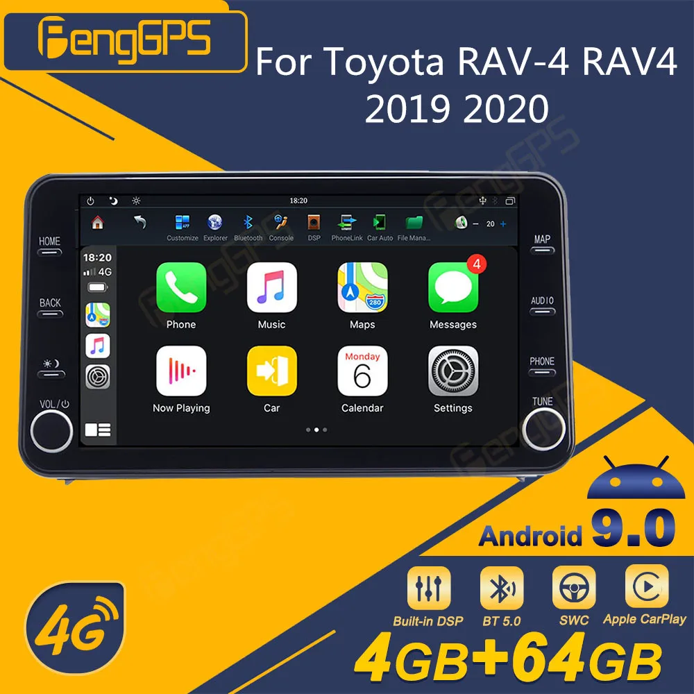 

Автомобильный радиоприемник для Toyota RAV-4 RAV4 2019 2020 Android, 2Din стереоприемник, Авторадио, мультимедийный плеер с GPS Навигатором, экран головного у...