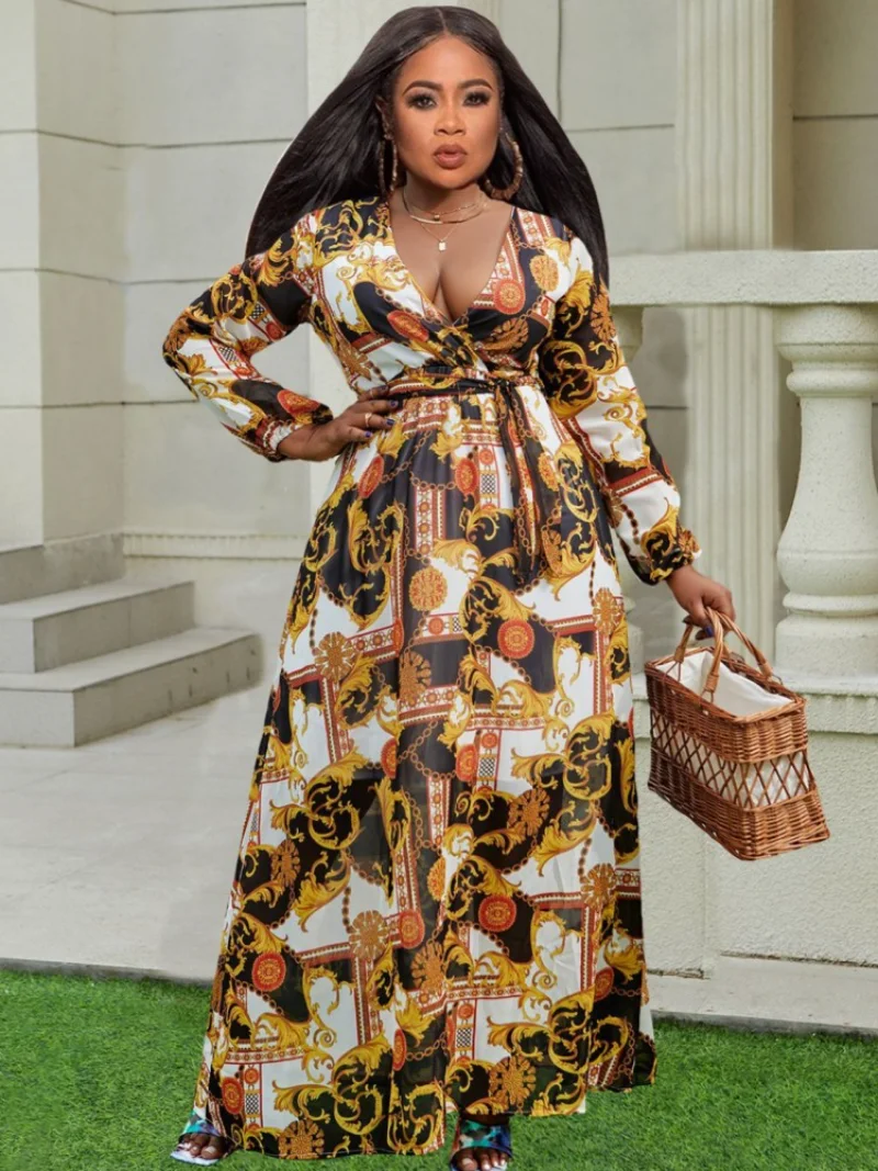 

Elegant African Dresses For Women 2022 Dashiki Autumn Winter Maxi Dress Ladies Traditional African Clothing Fairy Dreaes
