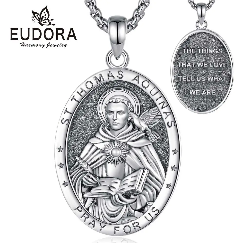 Фото Медный кулон Eudora Святой Томас Аквинский для мужчин и женщин, католический религиозный амулет, защитное украшение, подарок на праздник ﻿ №1
