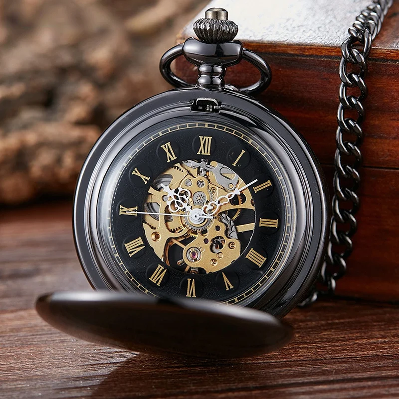 Steampunk Pocket Watch Clock Women Mechanical Hand Wind Smooth Silver Pendant White Dial Simple Stylish FOB