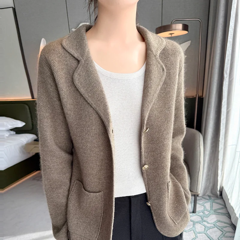Осень-зима новый кашемировый свитер женский костюм вязаный кардиган с