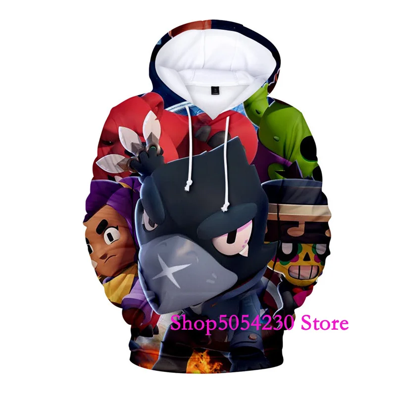 Фото Детские толстовки Brawl-Stars с капюшоном, аниме-фигурки WEREWOLF LEON 3D, детские топы Crow Leon для мальчиков и девочек №3