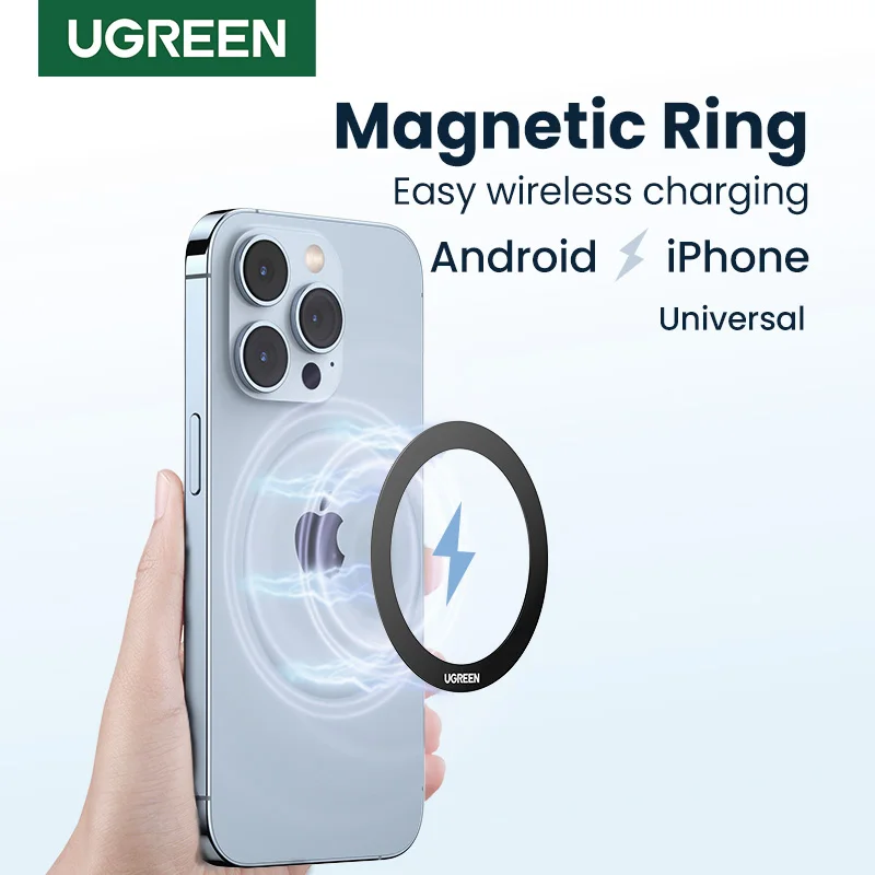 

UGREEN магнитное металлическое кольцо для Magsafe iPhone 15 14 13 Pro Android телефонов пластины наклейки кольца для Magsafe Беспроводное зарядное устройство Подставка